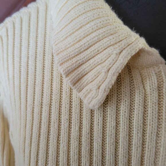 Vintage Cherokee Ribbed Knit Cardigan Sweater XL Beige Long Sleeve 55% Ramie 45% - Picture 2 of 4